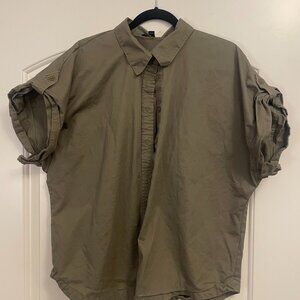 Banana Republic Women's Military Green Button Down Shirt--Size XL